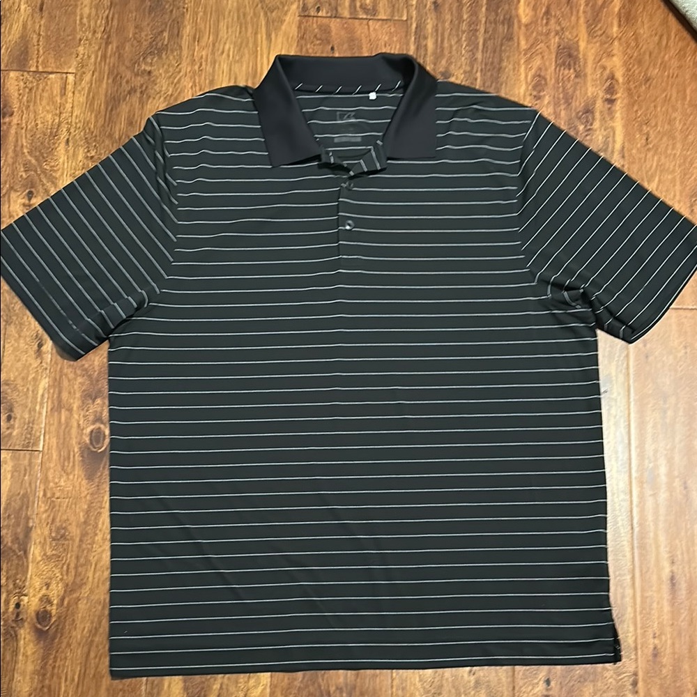 Men's Black Striped Cutter & Buck Polo Shirt size XL